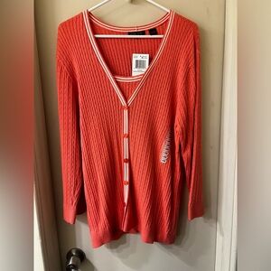 NWT Jeanne Pierre Coral 3/4-Sleeve Layered Look Cardigan Sweater Women’s XL